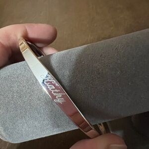 Silver Tone Cuff Bracelet Personalized Kathy Roughly 3" Diameter